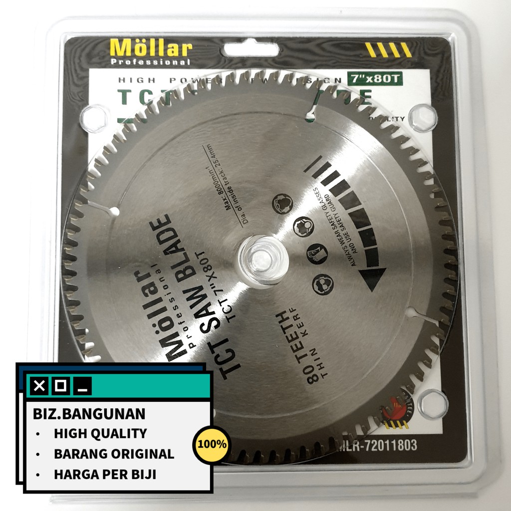 MATA PISAU MOLLAR 7&quot; X 80T - TCT GERGAJI POTONG - CIRCULAR SAW BLADE