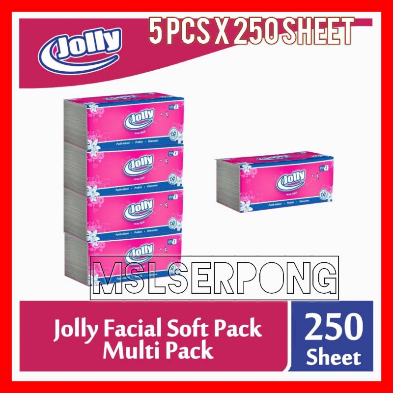 JOLLY BY PASEO 250s X 5 PCS TISSU WAJAH HALUS &amp; LEMBUT /  FACIAL TISSU / TISSU WAJAH