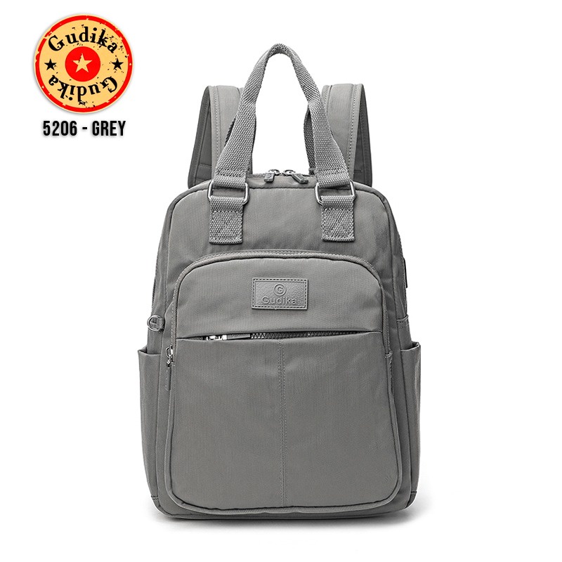 GUDIKA 5206 - Tas Ransel Laptop Wanita Kekinian Import Original Terbaru Bahan Nilon Waterproof Anti Air Premium Korea bisa muat banyak barang banyak slot kocek terlaris - tas wanita - tas cewek - tas kerja - tas laptop - rangsel - gudika bag - tas gudika-GREY