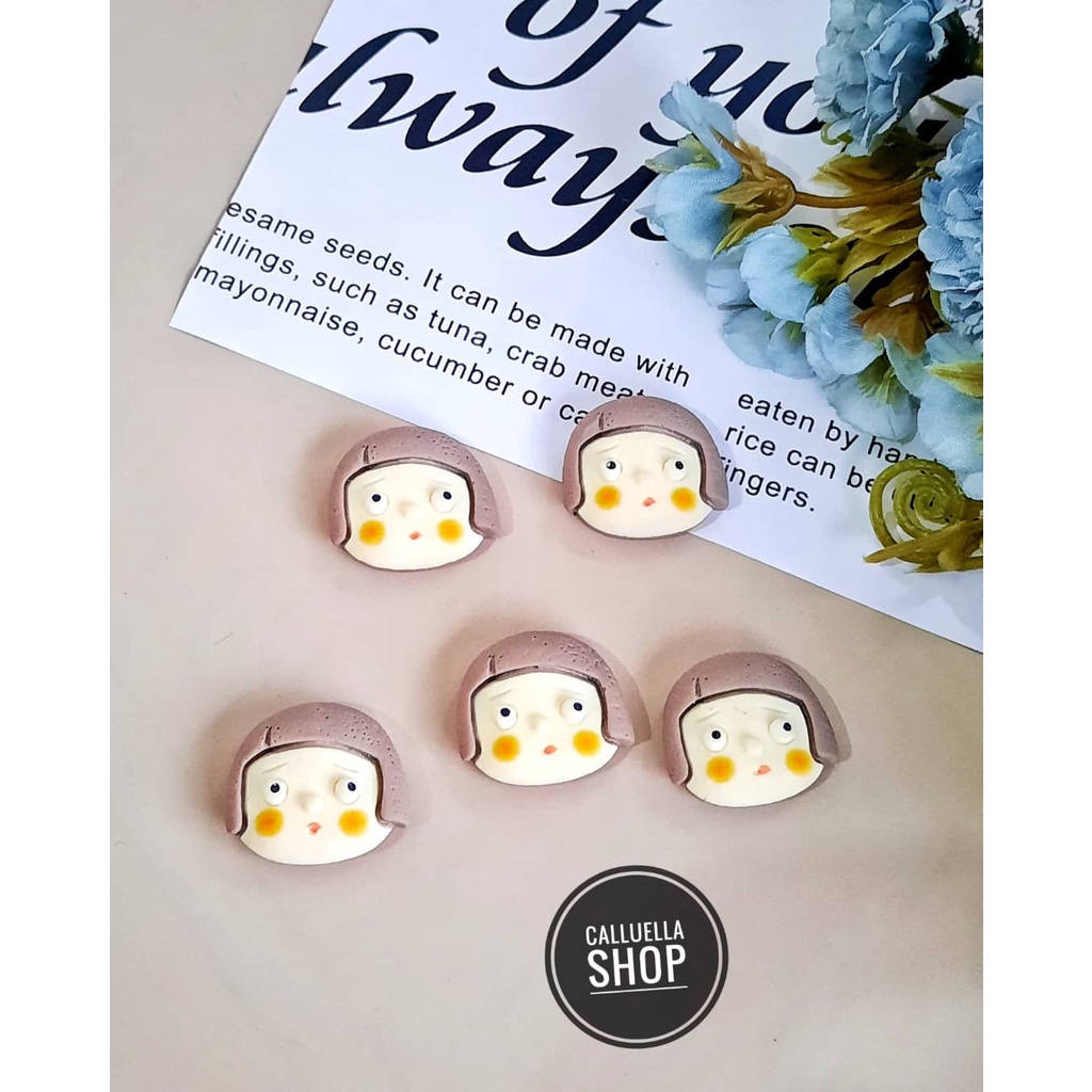 RESIN CLAY TEMPEL MIX MOTIF DAN WARNA MANIK PAREL CINCIN | BAHAN CRAFT CLAY GELANG BROS KALUNG STRAP MASK MASKER PAREL MANIK CRAFT KERAJINAN LUMAJANG FASHION-Cartoon girl B 1bj