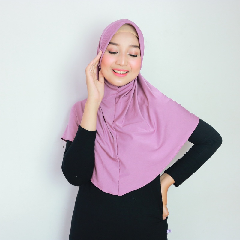 Jilbab Instan Hamidah Jersey Kerudung Olahraga Daily Termurah-PURPLE