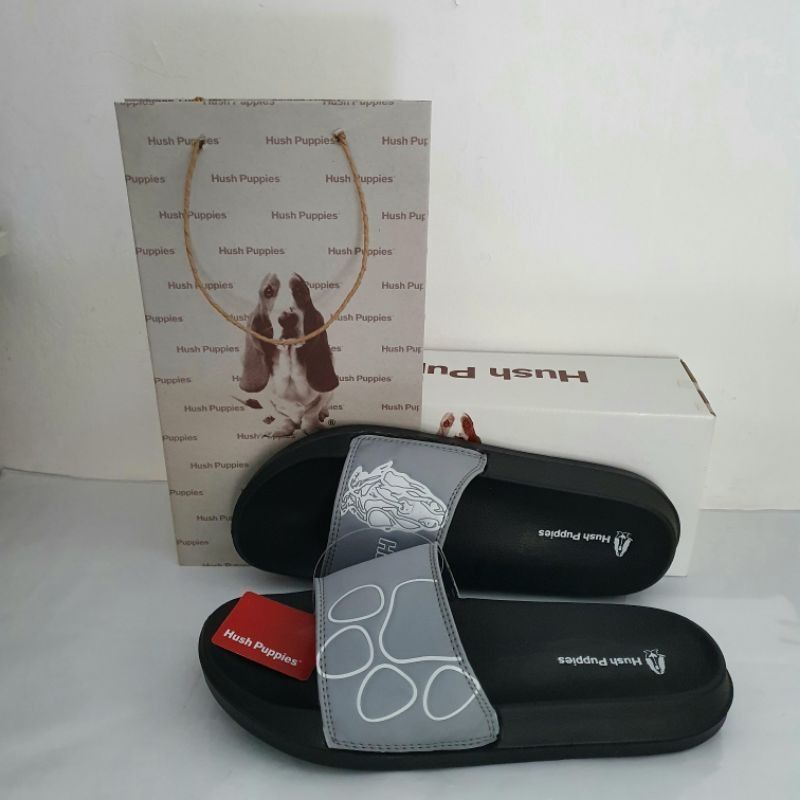 (Bisa COD) Sandal Slide Slop Hush Puppiess | Sandal Slop Pria Wanita (Plus Paperbag)