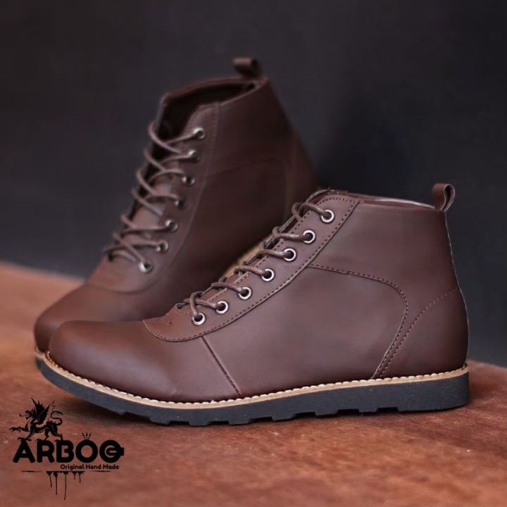 Sepatu Pria Kulit Sapi Original Boots Model Brodo Casual Slip On Merk Arboo Sepatu Formal Real Pic