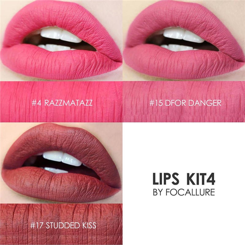 (READY&amp;ORI) Focallure 3 Pcs Matte Lipstick Crayon Kit FA22 FA 22 Paket Ombrer Viral Lip Matten Satin Tahan Lama Waterproof