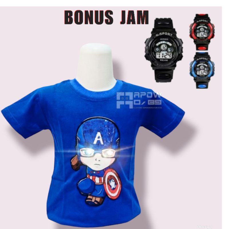 Kaos anak paket 3in1/2in1 C.america/batman untuk umur 1-10tahun size S,M,L,XL,XXL