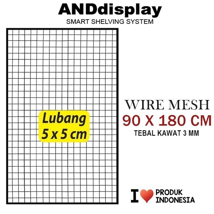 WIRE GRID MESH 90 X 180 CM - KAWAT JARING KOTAK - RAM DINDING BINGKAI