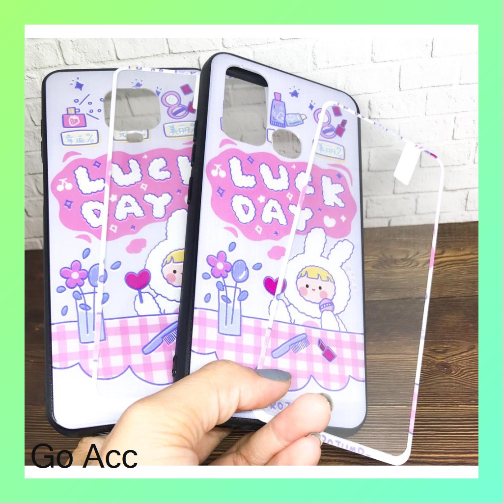 Softcase Tempered Glass karakter Oppo A31 Neo 5,A33,A53,A3s,C1,A52 A72 A92,V5,A5s,A7,A12,A11k,Realme 2 Pro,U1,U2,5 Pro,5/5s/5i/C3,7,7i,C17,C11,C12,C15,Samsung J2 Prime,Vivo Y11 Y12 Y15 Y17,Y30 Y30i Y50, Y91C,Xiaomi Redmi 5A,8A 9,Note 9 HCTG 22