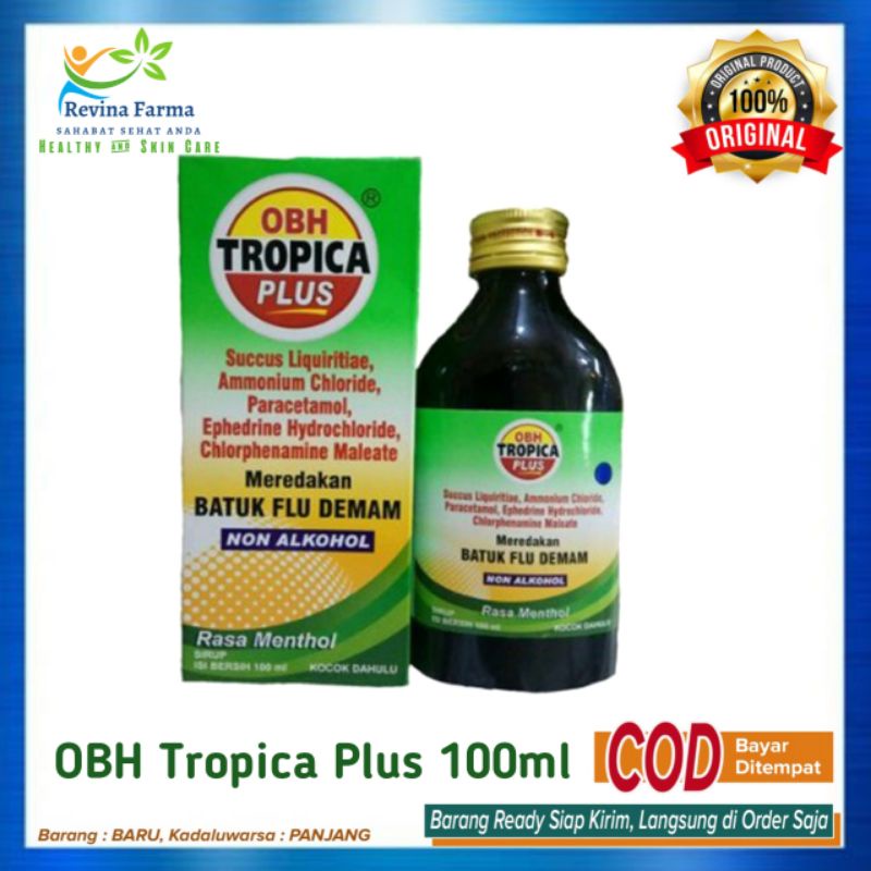 OBH Tropica Plus 100ml rasa Menthol Obat Batuk, Pilek, Demam & Flu 100% Produk Original