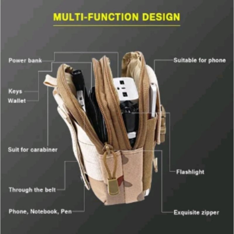 Tas Pinggang Hp Pria Import Waistbag Waist Bag Tactical Army Tempat smartphone dan Dompet