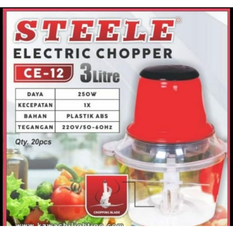 chopper blender besar STEELE 3 liter - CE 12 - garansi 1 tahun