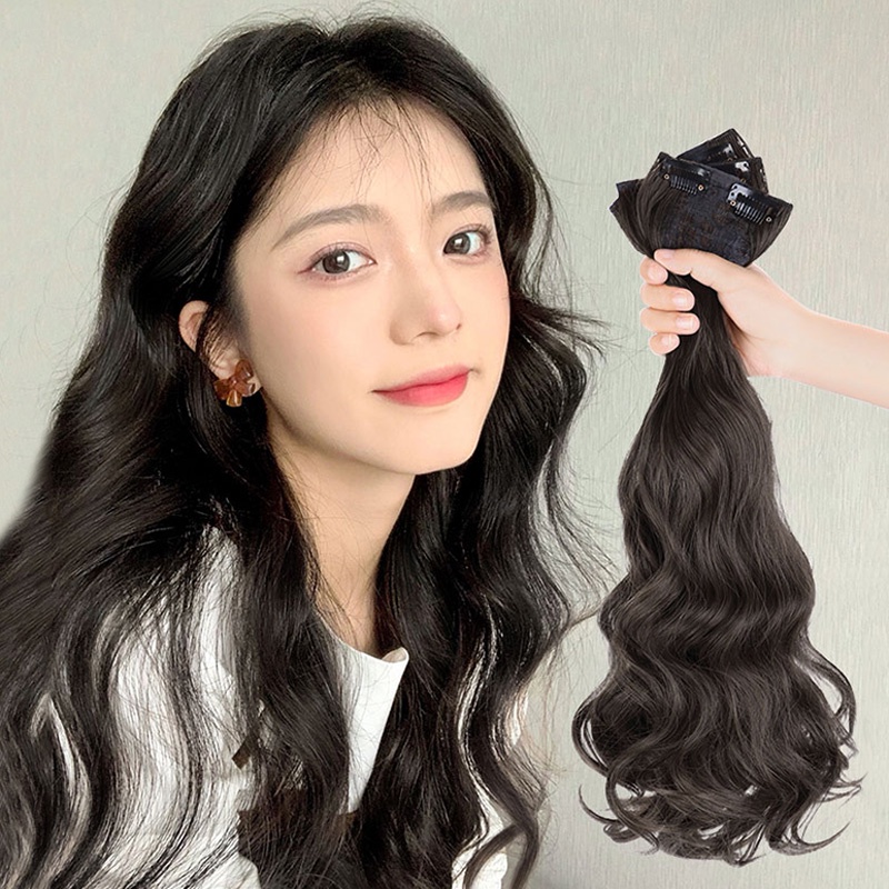 Wig Ekstensi Rambut Model Panjang Keriting Untuk Wanita