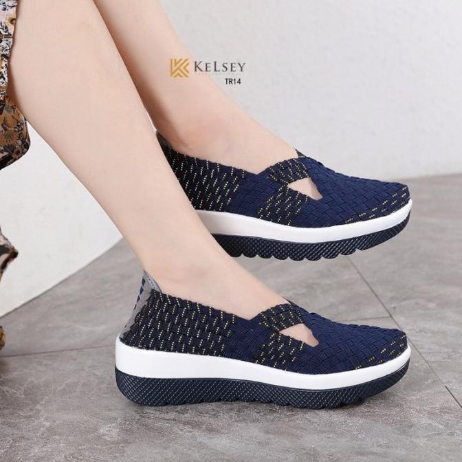 Kelsey Rajut Wedges TR14 Sepatu Anyaman Wanita HEMAT