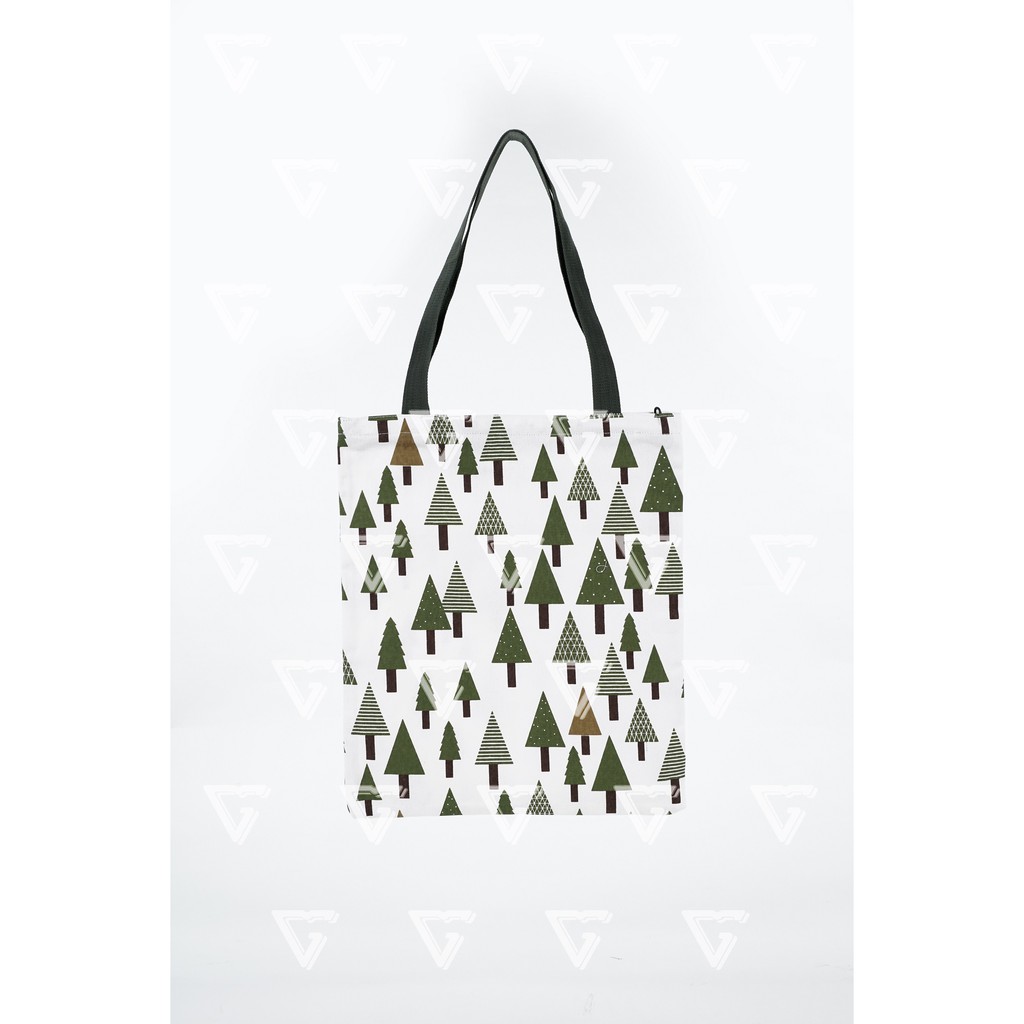 Totebag wanita / tote bag wanita kekinian 2021 kanvas motif Cemara