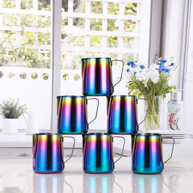 TD-DA One Two Cups Gelas Milk Jug Kopi Espresso Latte Art Rainbow Stainless
