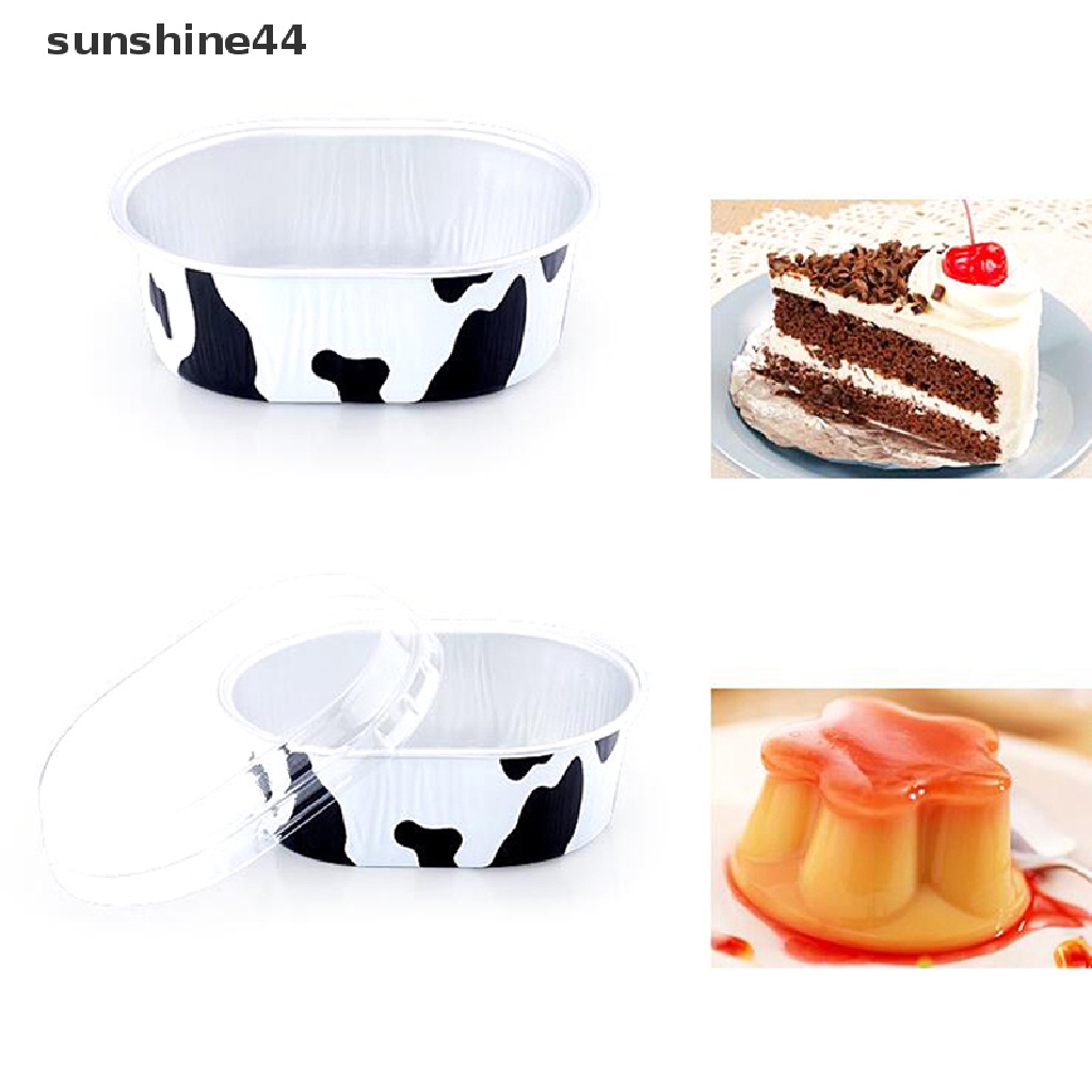 Sunshine 10pcs Cup Cetakan Kue Bahan Aluminum Foil Tahan Panas Dengan Tutup