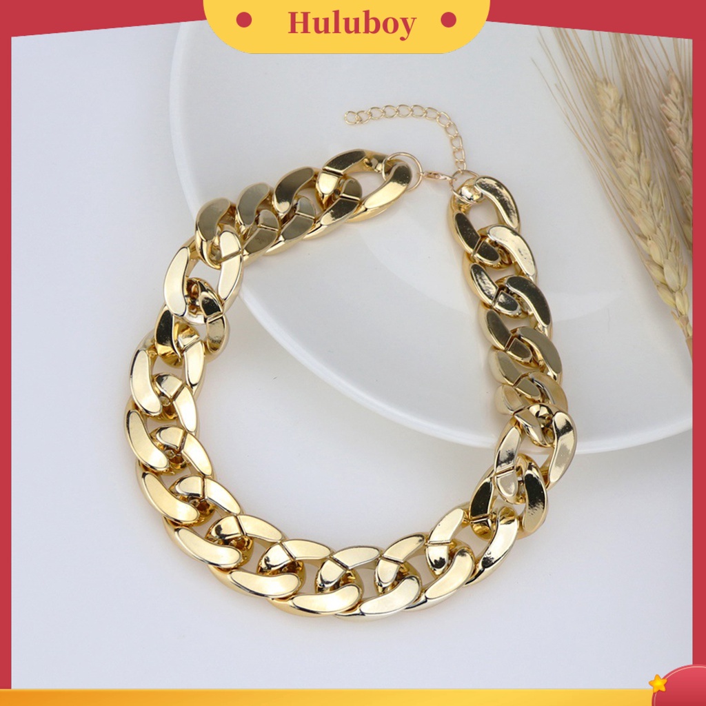 Hu Hu Hu Hu Hu Alat Bantu Pasang Kacamata♡ Kalung Choker Rantai Tebal Bahan Alloy Dapat Disesuaikan Gaya Hip Hop Untuk Wanita