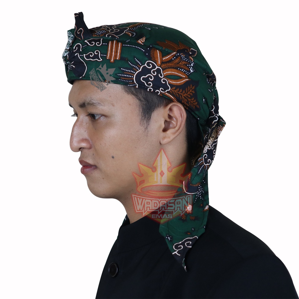 Iket Blangkon Cirebon Sunda Jawa Motif Batik Singo Barong ( Payung ) Hijau  Mega mendung Keraton Buk