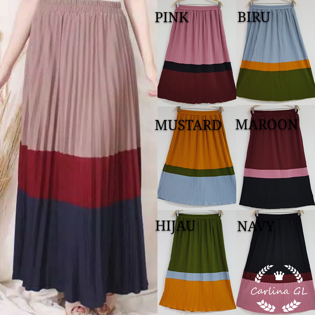 ROK MIX 3 WARNA PLISKET GL FASHION