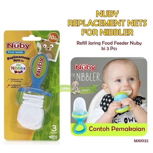 MAK132 NUBY REPLACEMENT NETS FOR NIBBLER / REFILL JARING FOOD FEEDER NUBY 101296