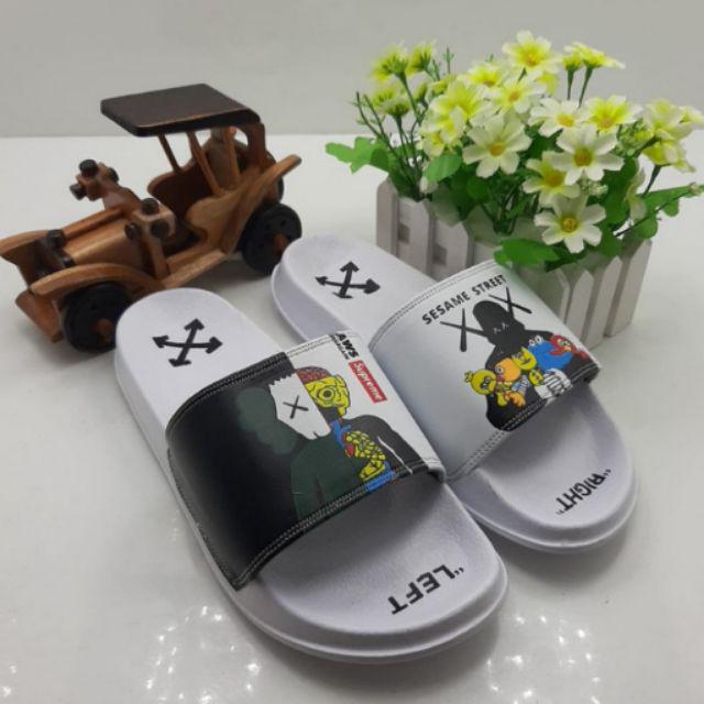 SANDAL OFF WHITE SANDAL SLIDE PRIA SANDAL SLOP OFF WHITE SENDAL FLAT WANITA & PRIA SANDAL KAWS-SUPREME WHITE