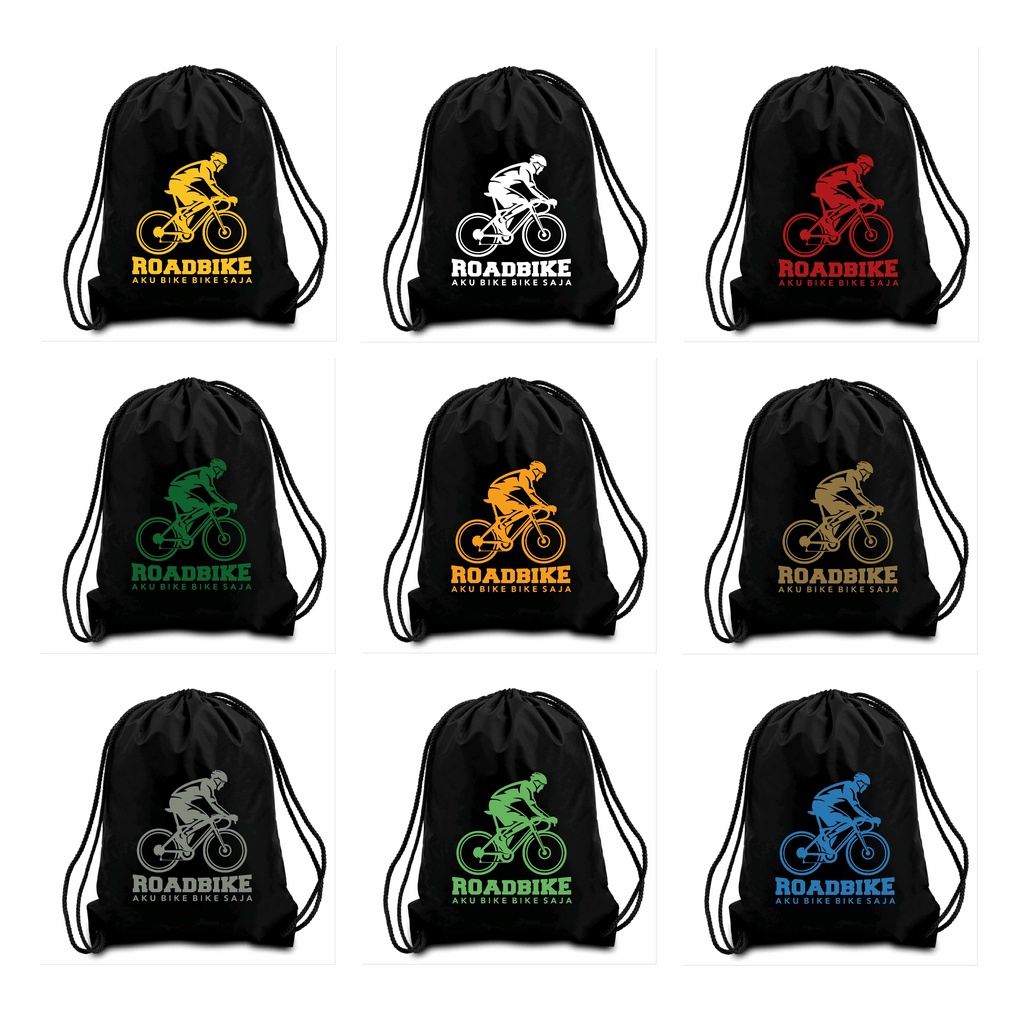 String Bag Terlaris Dengan Sablon flex Jepang 100% / tas serut sepeda / New Stringbag roadbike berse