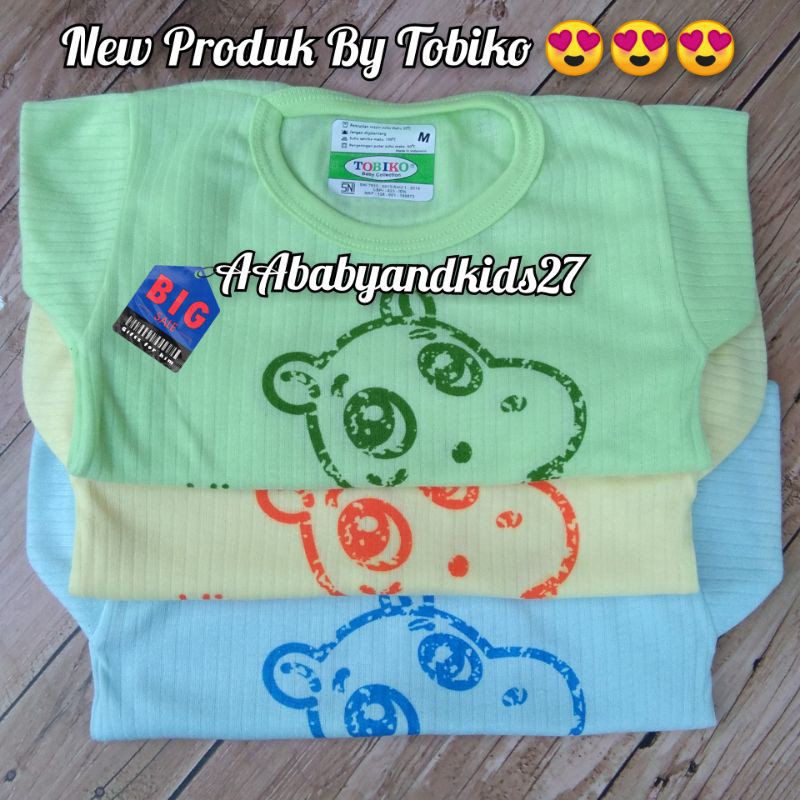 Tobiko 3PC Kaos Oblong Harian Bayi Model Salur Berkarakter Usia 3-12Bulan SNI