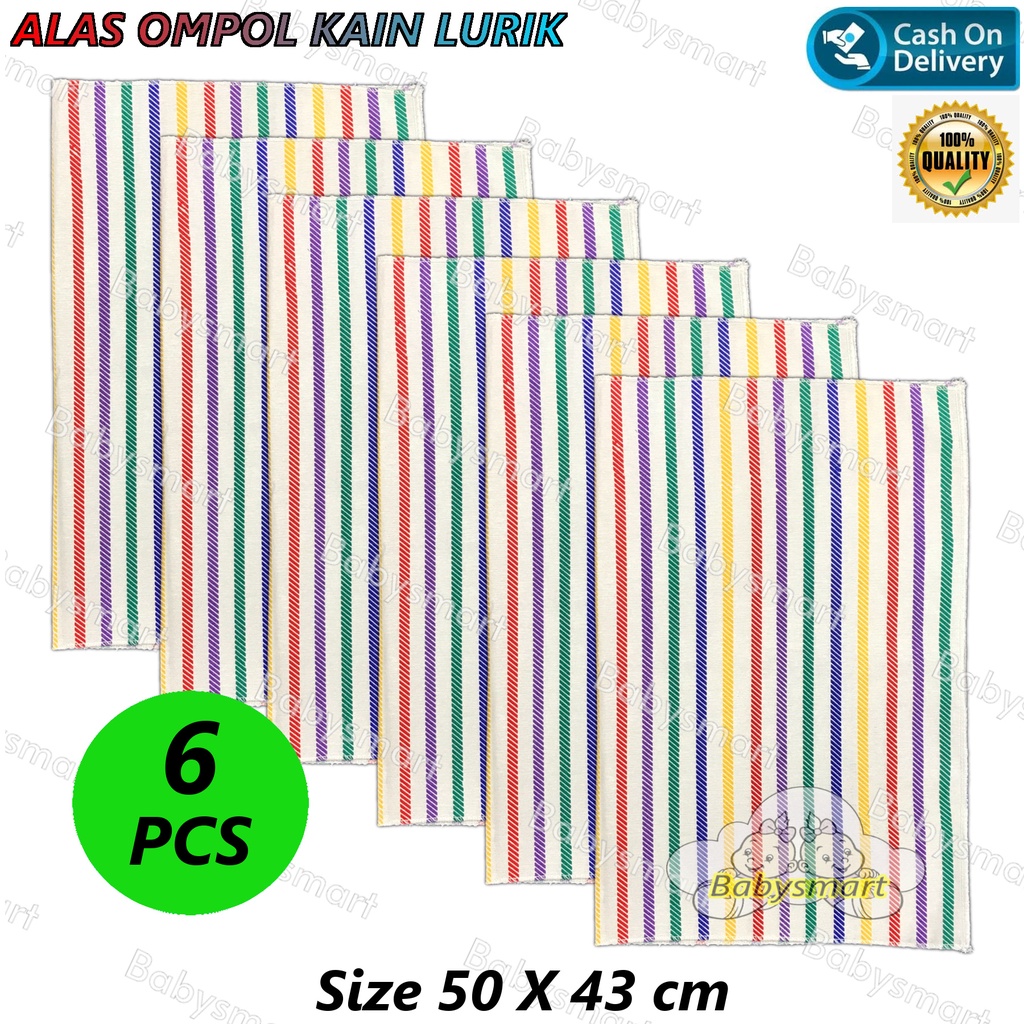 Babysmart - 6 Pcs Alas Ompol Lurik Bayi Baru Lahir New Born Size 50 x 43 cm/Perlengkapan Bayi/selimut bayi