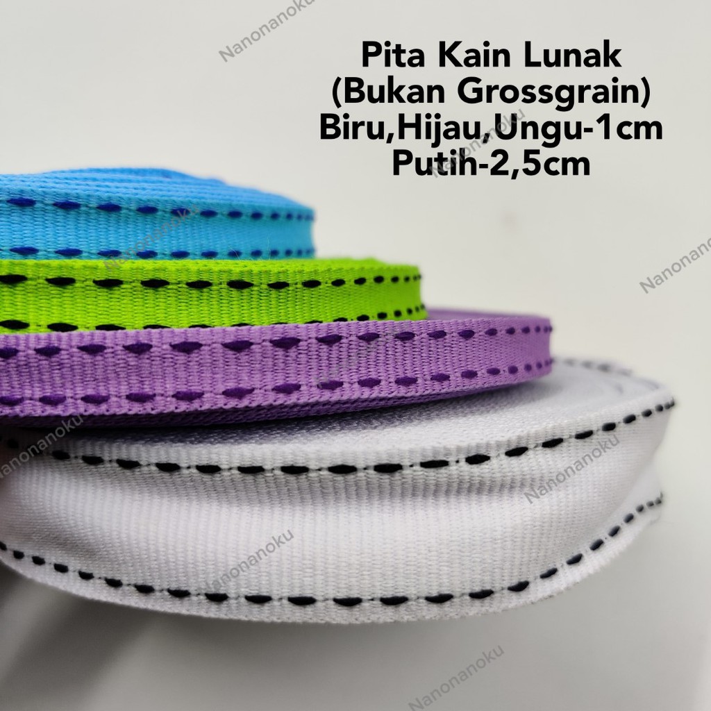 Pita Grossgrain, Kain Lunak Motif Benang Pinggir (2 ukuran)