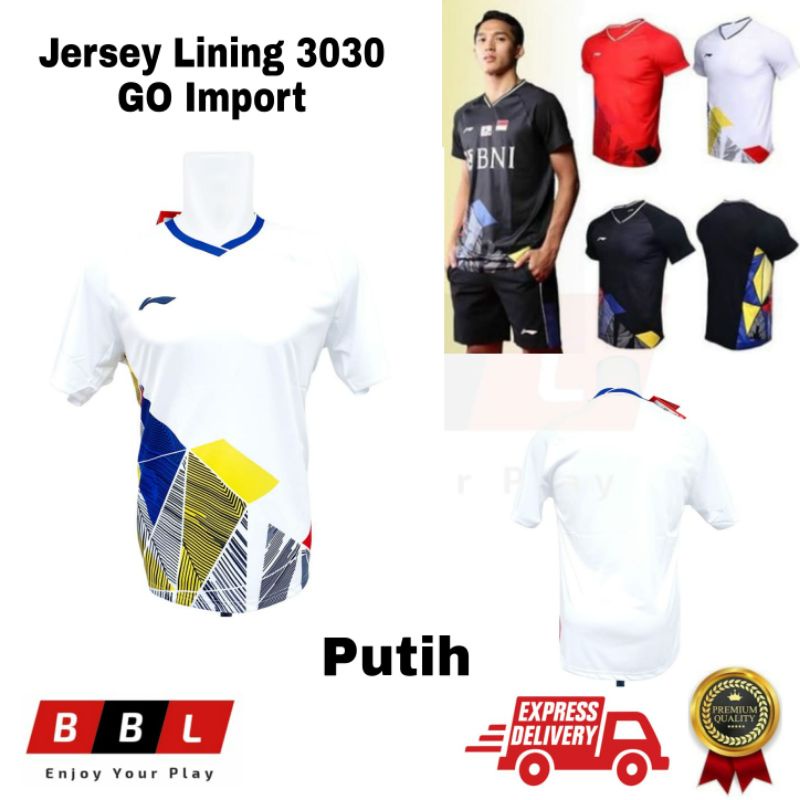 Kaos Badminton Lining 3030 Putih Grade Ori Import / kaos bulutangkis Lining baju badminton Jersey ba