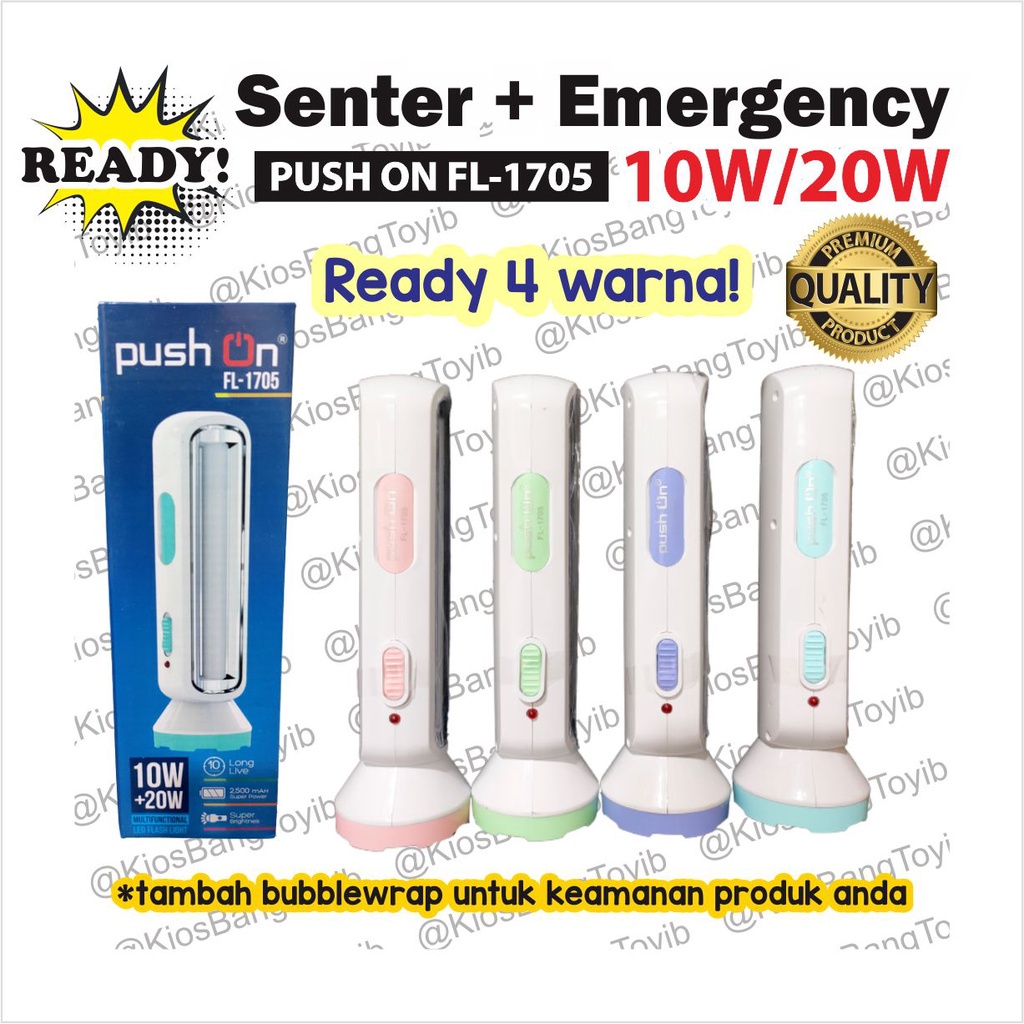 Senter LED 10W + Lampu Emergency 20W Charger (PUSH ON FL-1705)