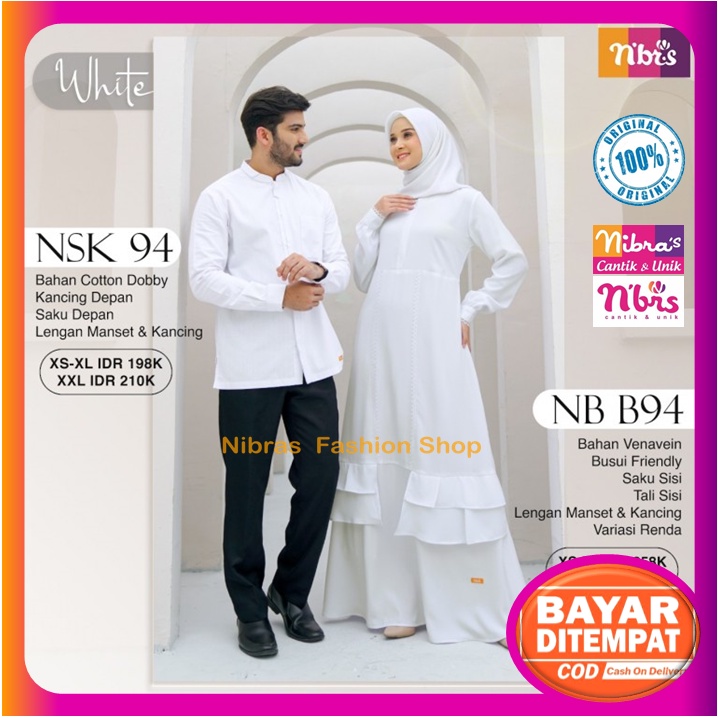Baju Gamis Nibras Couple Pasangan Suami Istri Putih Polos Terbaru 2022 Nbrs Cople Couple Koko Dewasa
