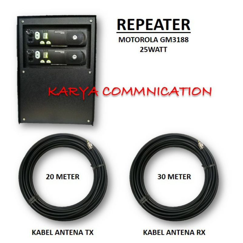 REPEATER MOTOROLA GM3188 UHF PAKET KABEL DAN ANTENA