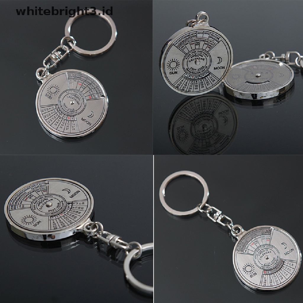 {whitebright3.id} Cool Stylish 50 Year Calendar Key Chain Keyring Keyfob Metal Alloy Ring Compass ,