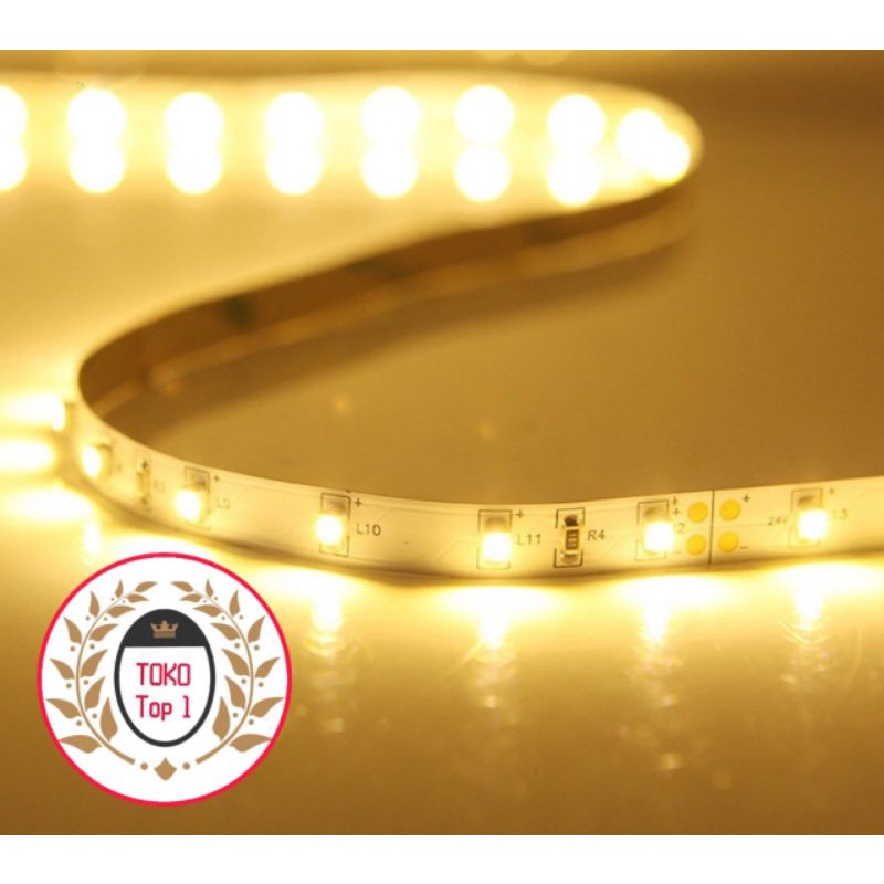 lampu led strip warm white 2835 ip44 5m DC 12v  /waterproof lampu plafon lanpu etalase-warm white
