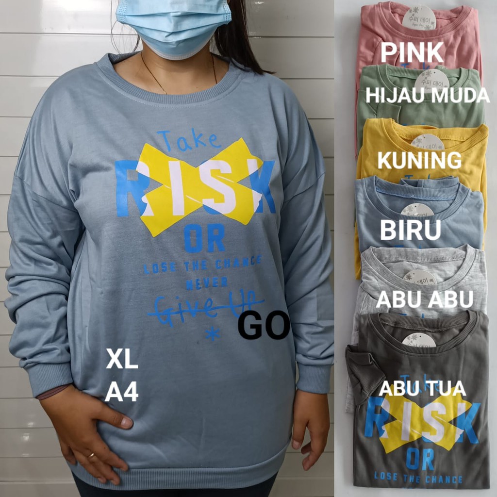 gof A S.DAY SWEATER BIG SIZE Pakaian Wanita Outerwear Atasan Jumbo Extra Mama Size Casual Santai