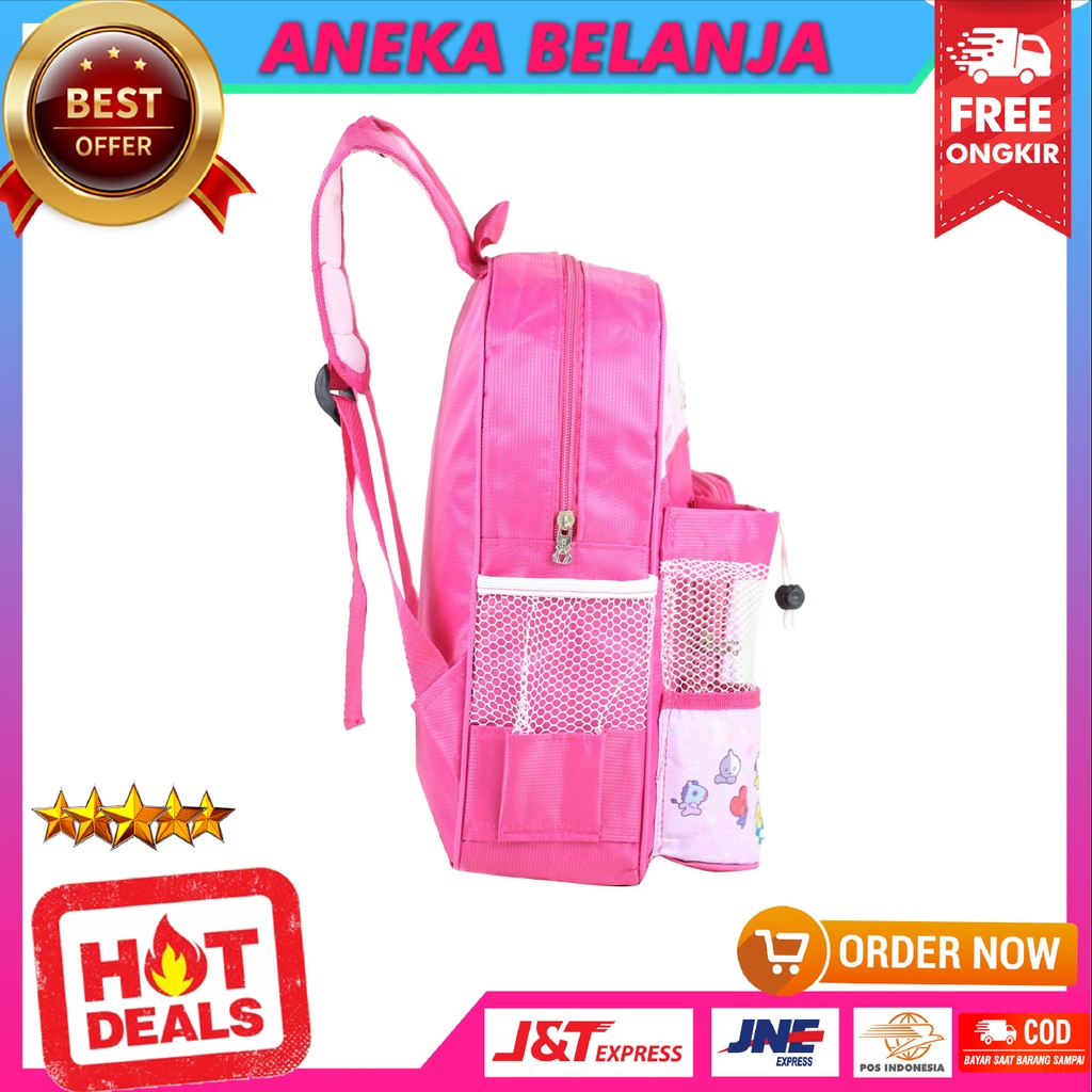 Tas Sekolah Anak PAUD TK Motif Boneka Warna Pink Cocok Untuk Anak Perempuan Lucu Imut Multifungsi