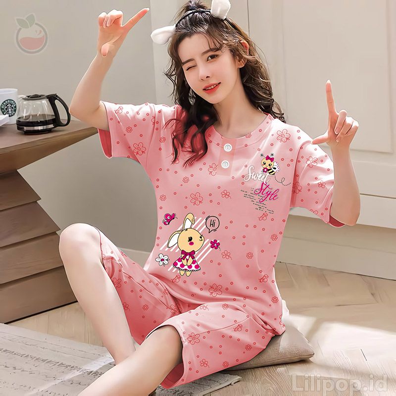 SUNCHERY COD BAJU TIDUR 3/4 ALL SIZE/BABYDOLL KEKINIAN MURAH/SLEEPWEAR WANITA-STYLE SALEM