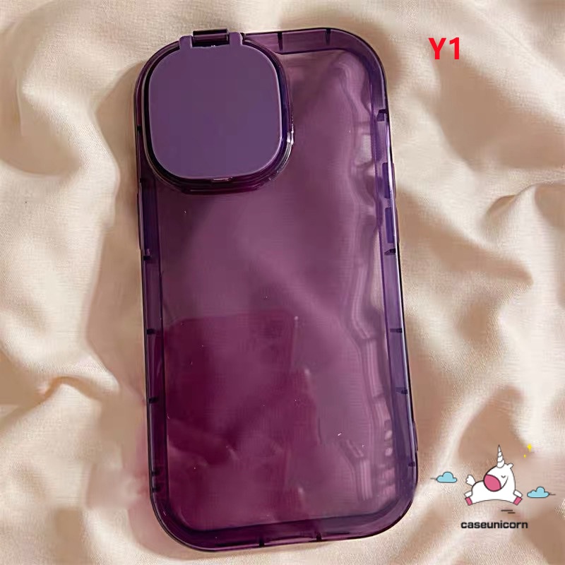 2 In 1 Soft Case TPU Warna Macaron Dengan Cermin Makeup Untuk IPhone 14 13 12 11 Pro Max X XR 8 7 14 Plus