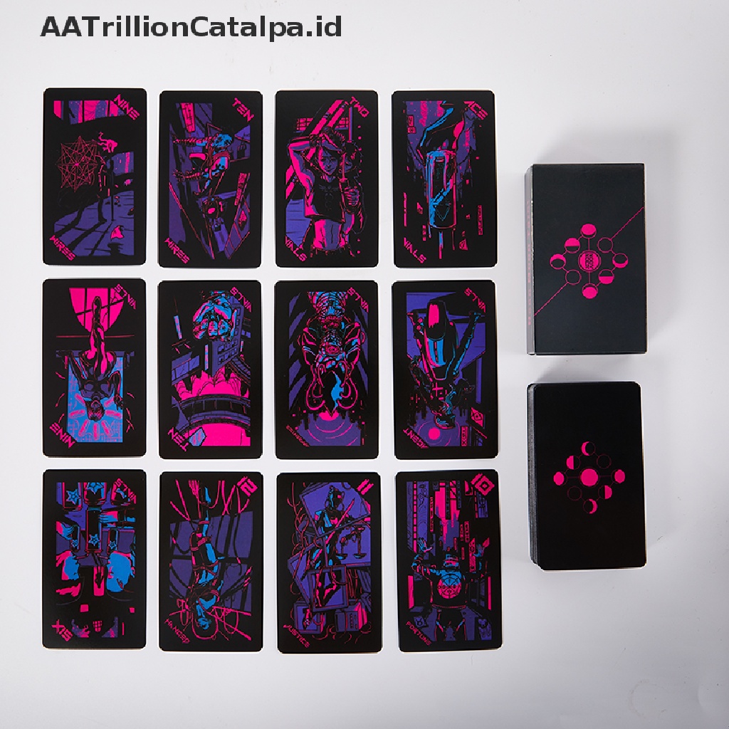 Aatrillioncatalpa Kartu Tarot Bulan Neon Ukuran Saku