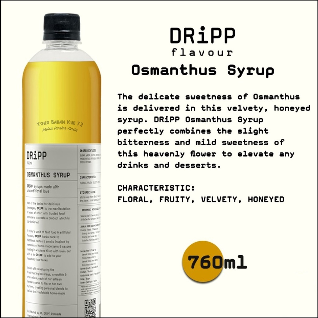 

DRiPP Osmanthus Syrup 760ml Sirup Rasa Bunga