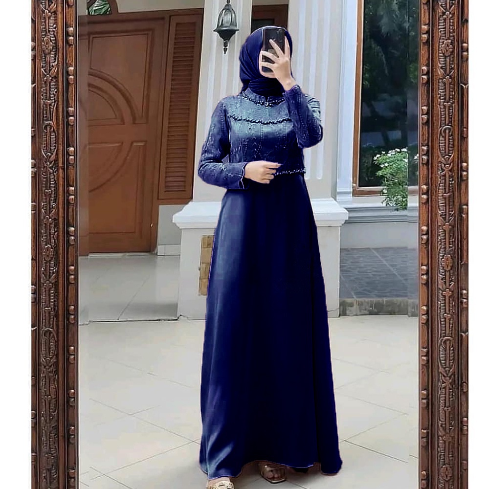 HELEN MAXY SONIA DRESS SIZE STANDAR DAN JUMBO MUTIARA MAXY BRUKAT JUMBO MODERN GAMIS KONDANGAN SIMPLE MEWAH LILAC WARNA WARDAH GAMIS BRUKAT SUPER JUMBO