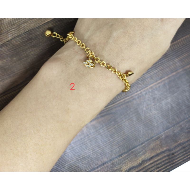 Fifi Fashion Gelang Nori ukir gantung Lucu Model Perhiasan Lapis emas 002 28#