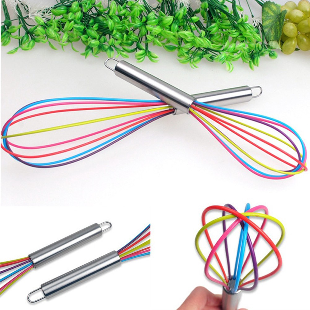 Colorful Stainless Steel Egg Whisk Kitchen Mixer Balloon Wire Egg Beater