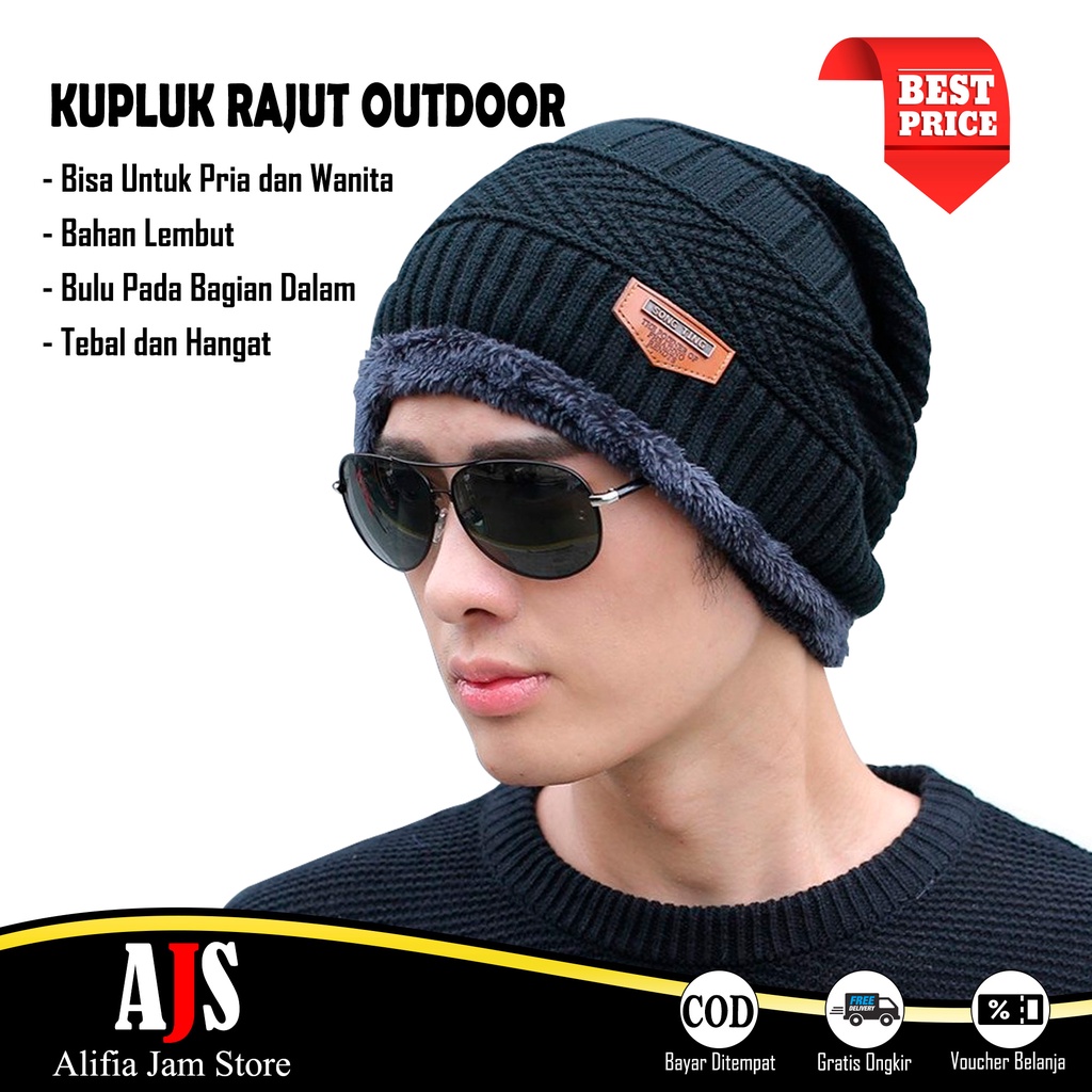 Topi Kupluk Pria Wanita Bahan Rajut Wool Import Hangat Winter Beanie Hat Outdoor