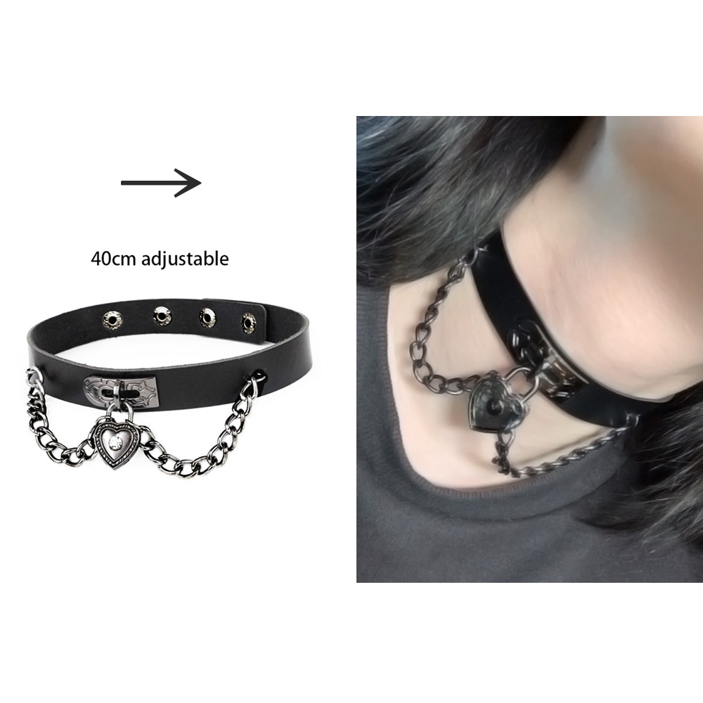 Kalung Choker Bahan Kulit Bentuk Bulat Gaya Gothic Punk Vintage Untuk Pria Dan Wanita