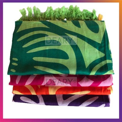 Kain Pantai Bali Motif Daun dan Pantai Bahan Rayon Bali Adem | Deary Co Bali