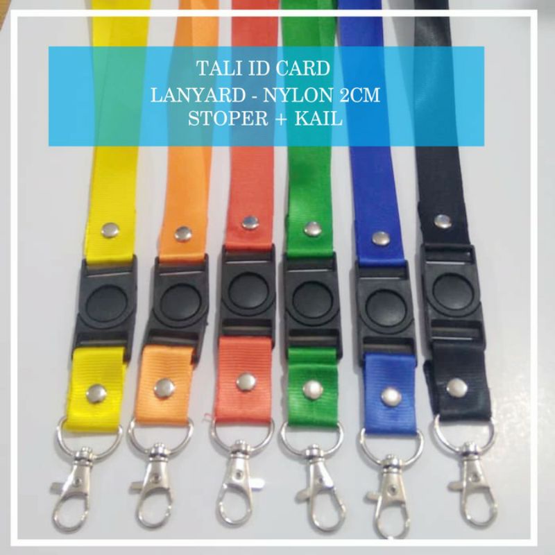 

Tali lanyard Gantungan id card name tag Polos 2cm bahan nylon polos