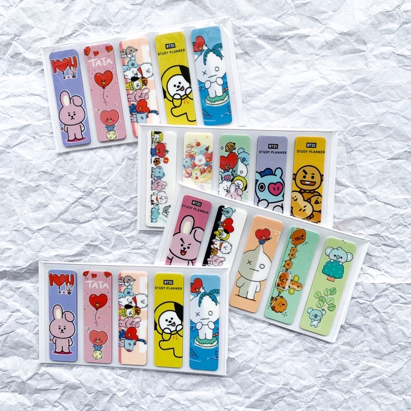 

Sticky notes/pembatas buku/pos it plastik karakter BTS BT21 lucu isi 100pcs