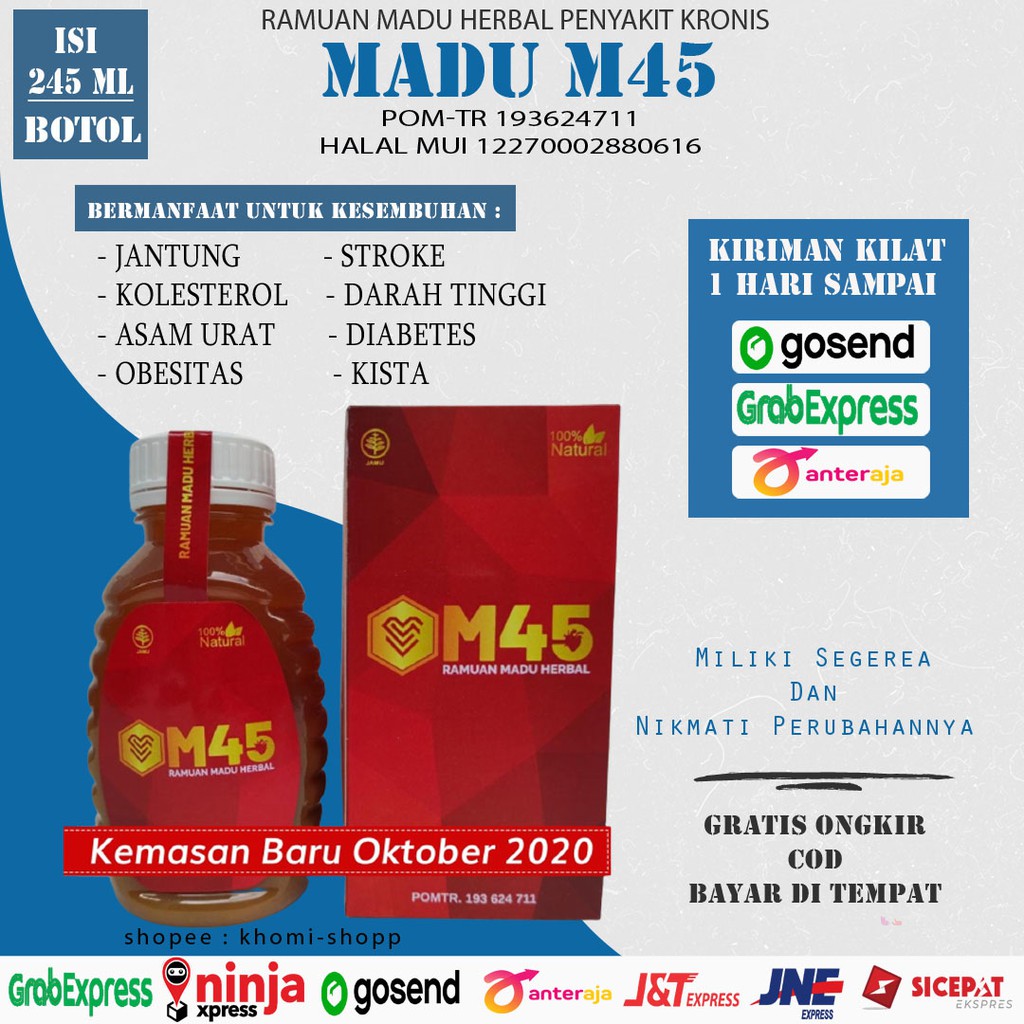 

Madu m45 Original Isi 245 ml Obat Penurun Trigliserida Obat Jantung Koroner Menurunkan Asam Urat
