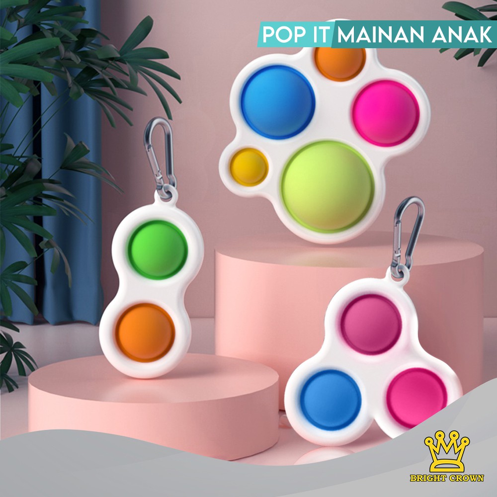 Bright Crown Mainan Fidget Push Pop It Bubble Stress Relief Kids Pop It Mainan Kekinian-6